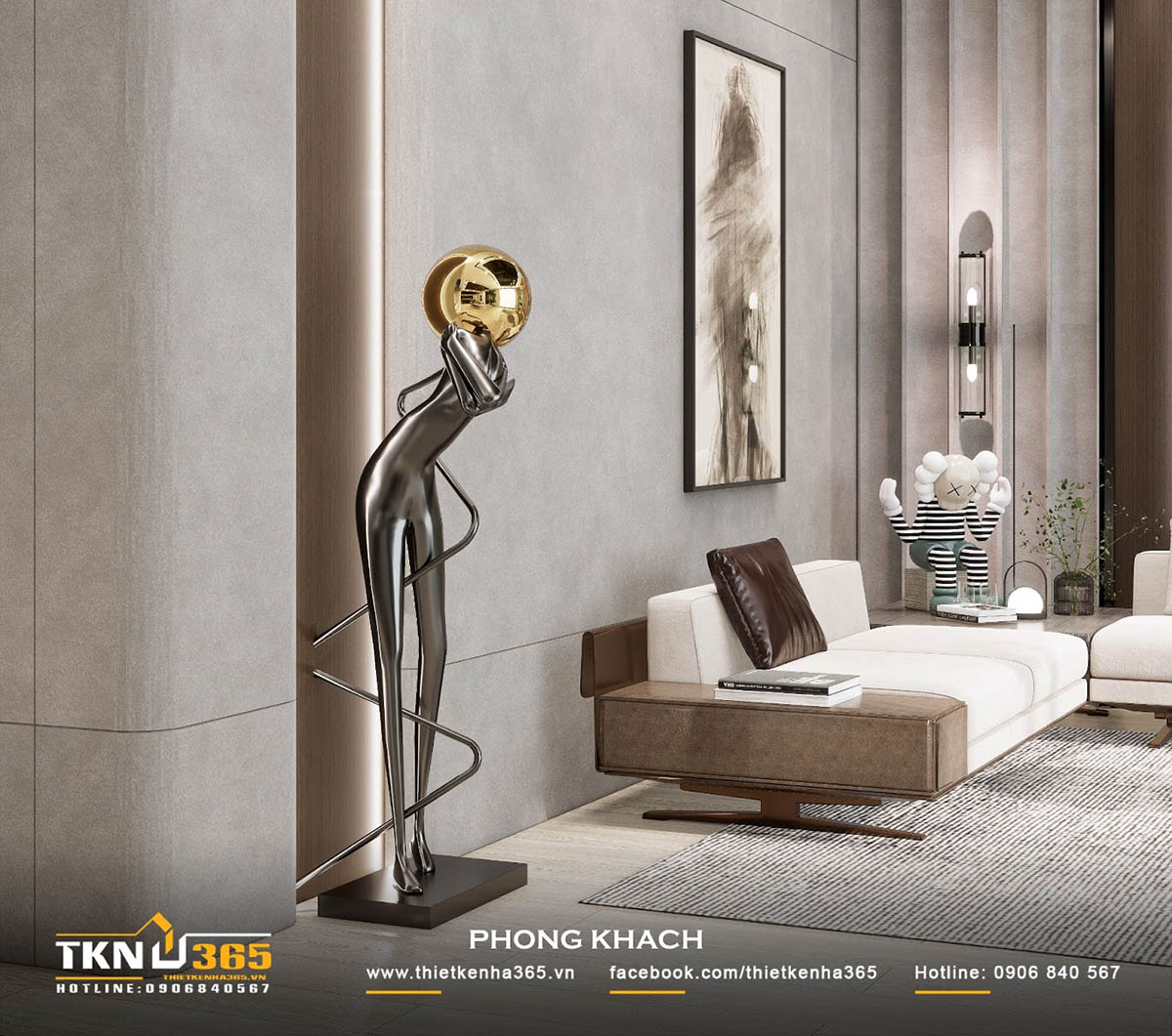 Phòng khách biệt thự phố 2 tầng H’S VILLA trang trí đơn giản nhưng thể hiện rõ ràng gu thẩm mỹ của gia chủ