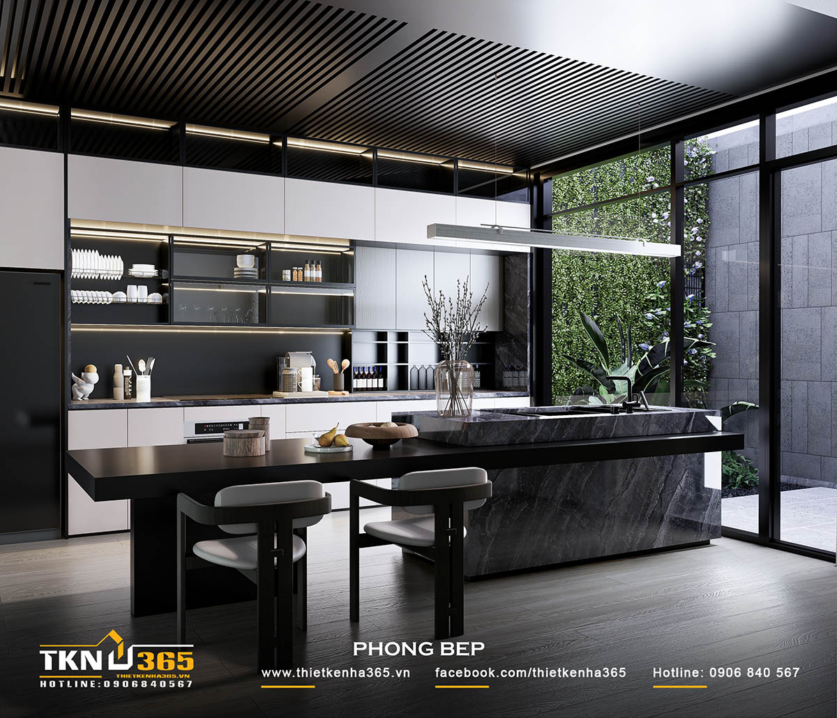 Biệt thự phố 2 tầng H’S VILLA bố trí thêm nhiều khoảng sân trong với nhiều cây xanh, tăng khả năng kết nối giữa con người với thiên nhiên