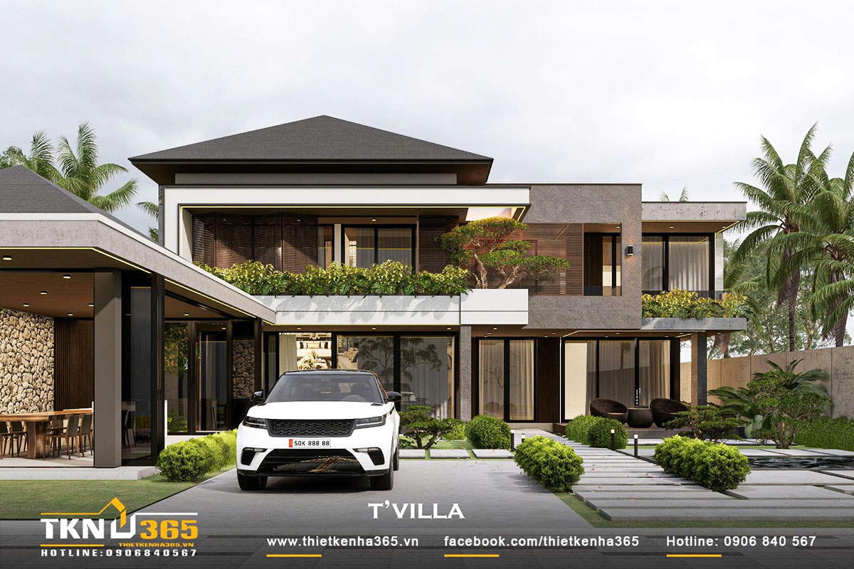 Biệt thự 2 tầng mái Nhật hiện đại tọa lạc trên một lô đất rộng thoáng ở Đồng Nai