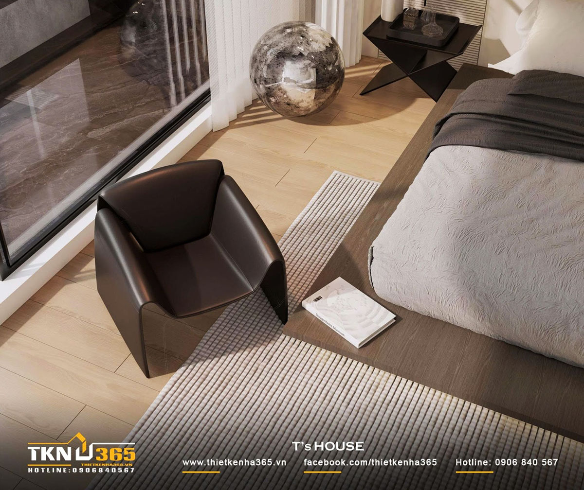 Góc đọc sách cạnh cửa sổ với ghế thư giãn thiết kế lạ mắt, nơi gia chủ có thể tận hưởng ánh sáng tự nhiên và sự tĩnh lặng riêng tư