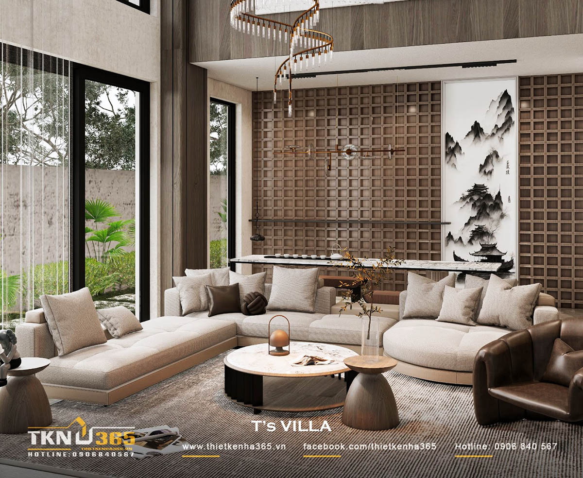 Thiết kế cửa kính lớn giúp không gian sống bên trong T’S VILLA luôn ngập tràn ánh sáng tự nhiên