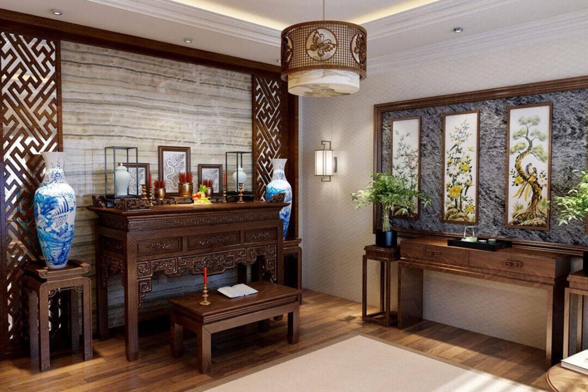 Bàn thờ đối diện cửa chính gây ảnh hưởng đến không gian thờ cúng trang nghiêm (Ảnh: Sưu tầm)