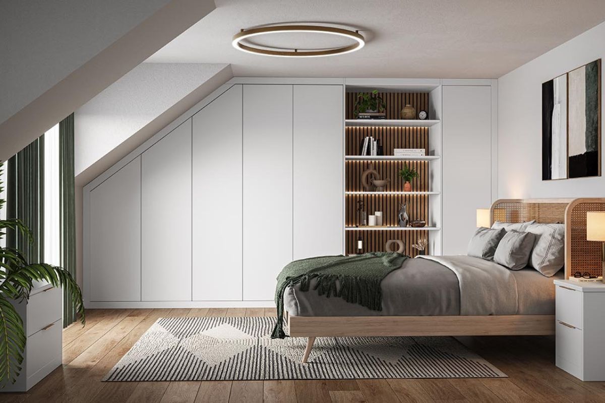 Tủ kịch trần tối ưu kh&ocirc;ng gian hiệu quả, nhất l&agrave; những ph&ograve;ng ngủ c&oacute; diện t&iacute;ch khi&ecirc;m tốn (Ảnh: Sưu tầm)