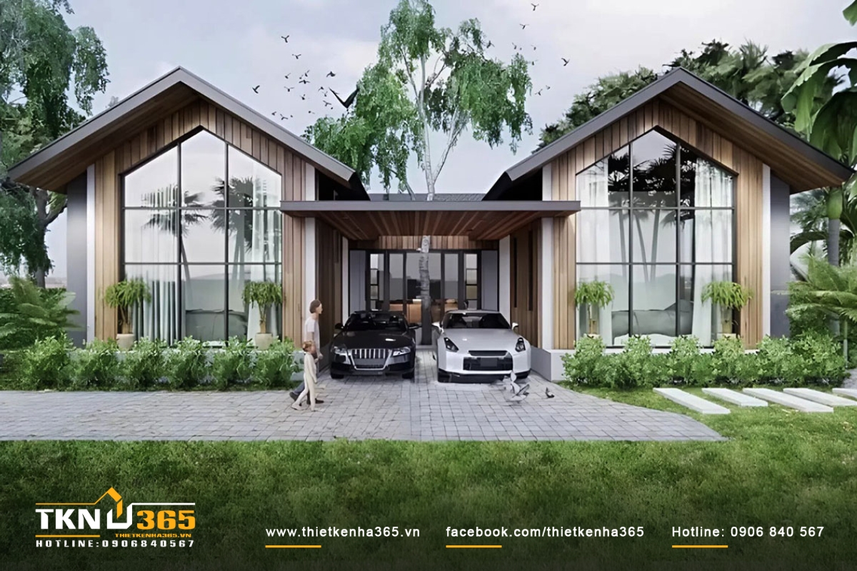 Mẫu biệt thự 1 tầng 3 ph&ograve;ng ngủ kiểu chữ u độc lạ, mới mẻ