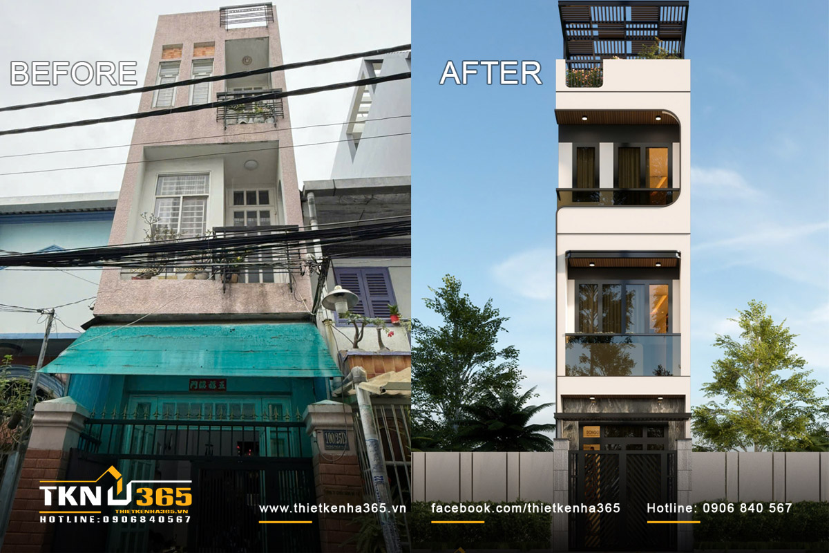 Nhà chị Mỹ Quận 8, nhà phố 1 triệt 2 lầu 1 tum, trước và sau