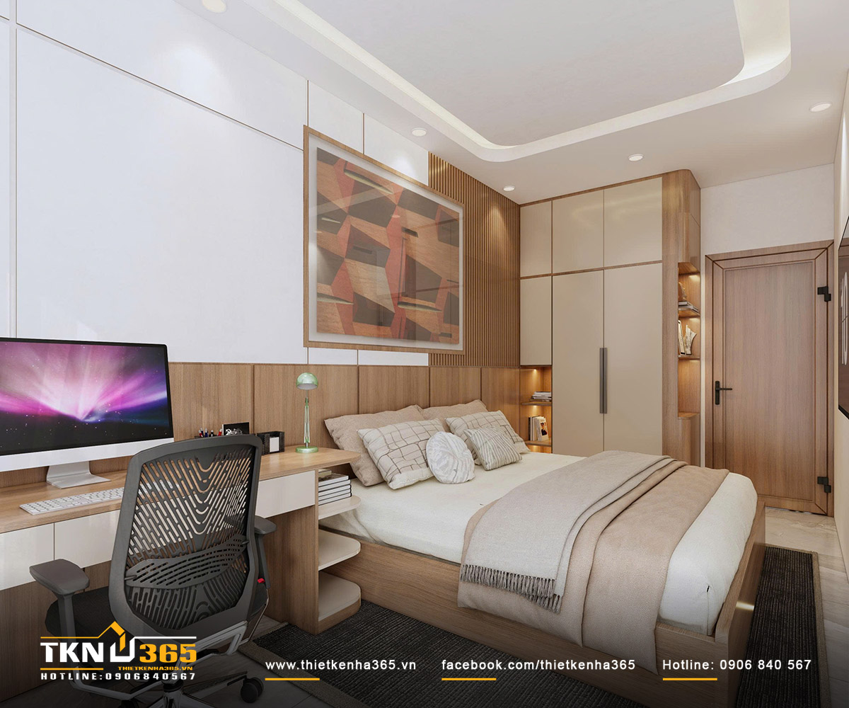 Nhà chị Mỹ Quận 8, nhà phố 1 triệt 2 lầu 1 tum, phòng ngủ