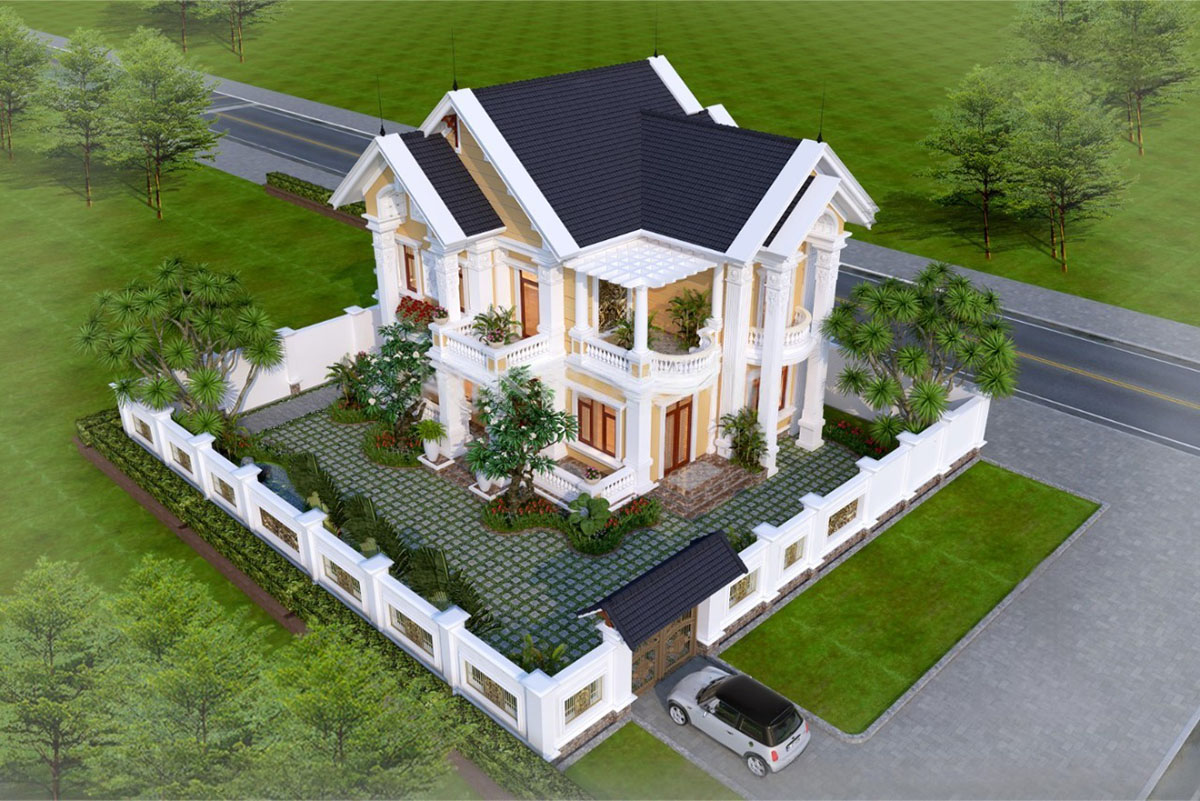 Không gian sân vườn rộng rãi giúp mang lại cảm giác gần gũi với thiên nhiên và tạo không gian sống thoải mái cho các thành viên trong gia đình.