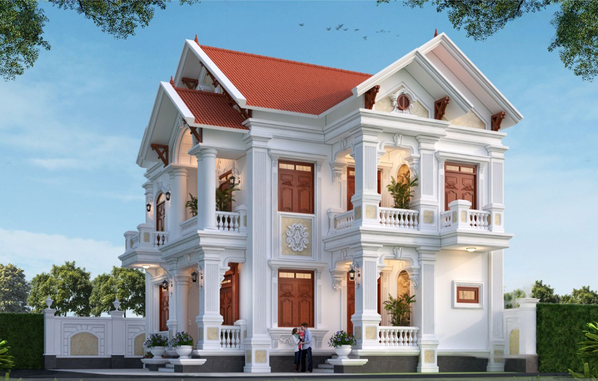 Mái Thái không chỉ giúp bảo vệ ngôi nhà khỏi thời tiết khắc nghiệt mà còn mang lại thẩm mỹ cao, giúp ngôi nhà trở nên nổi bật với những chi tiết hoa văn, phào chỉ tinh tế.