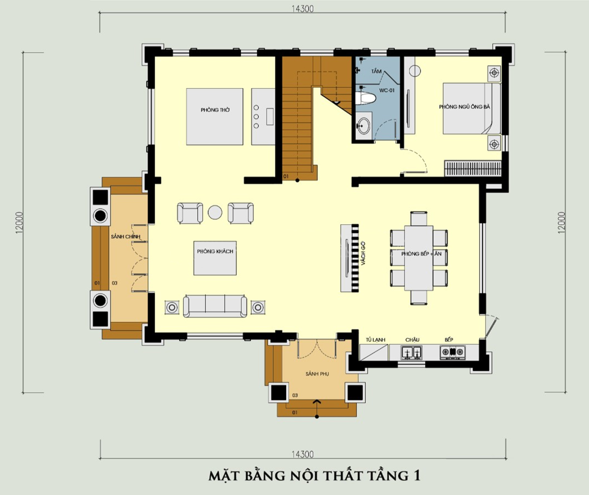 Bản vẽ mẫu biệt thự 2 tầng mái Thái 4 phòng ngủ