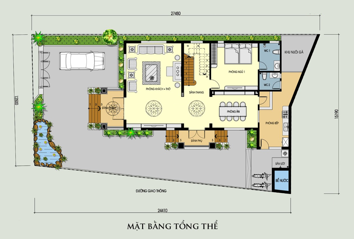 Bản vẽ mẫu biệt thự 2 tầng tân cổ điển mái Thái