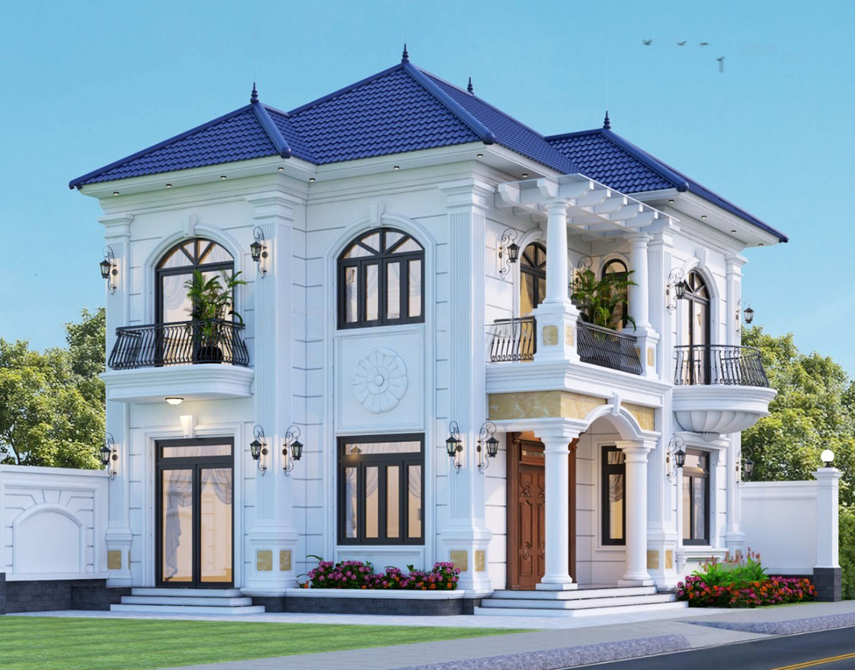 Mẫu biệt thự mini 2 tầng mái Nhật là lựa chọn lý tưởng cho những gia chủ yêu thích phong cách tân cổ điển pha nét hiện đại.