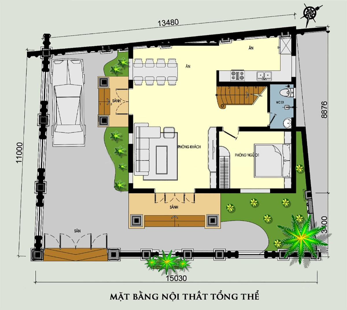 Bản vẽ mẫu biệt thự mini 2 tầng mái Thái