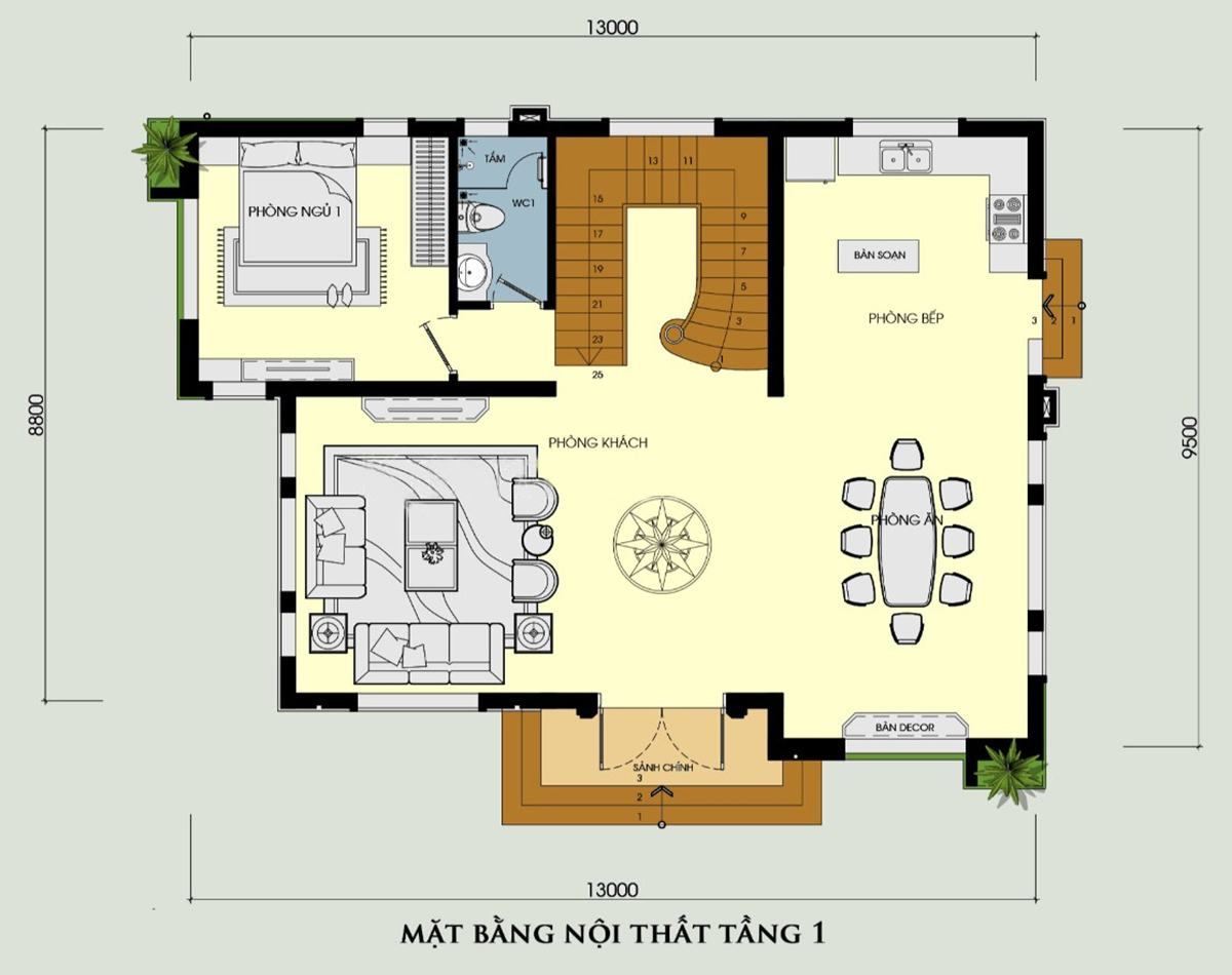 Bản vẽ mẫu biệt thự tân cổ điển đẹp 2 tầng 1 tum mái Thái