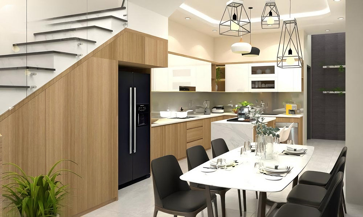 Phòng bếp kết hợp phòng ăn tiện nghi, hiện đại