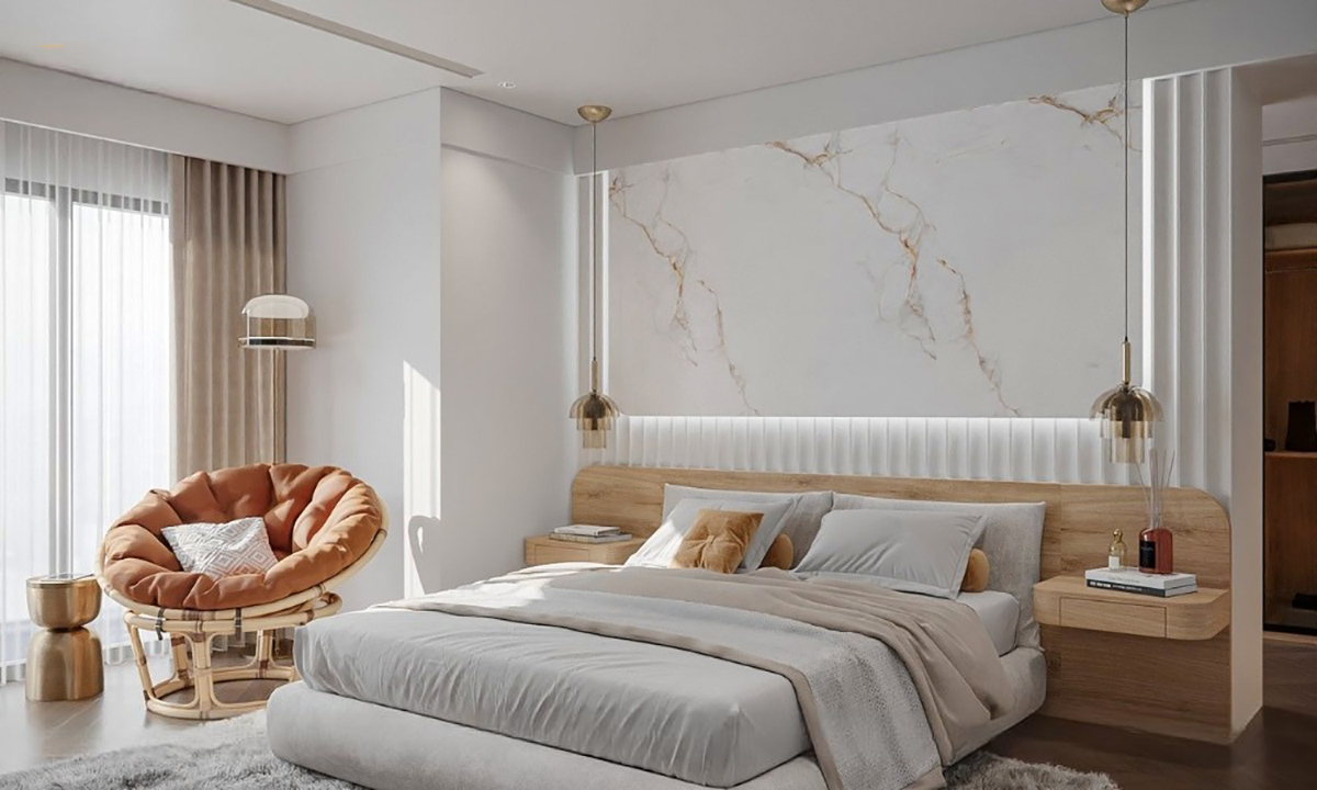 Phòng ngủ lớn thường có không gian rộng rãi để chứa một giường lớn và các nội thất bổ sung