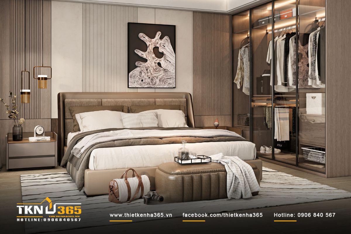 Ánh sáng chan hòa cùng vật liệu trung tính gợi cảm giác yên bình, thư giãn