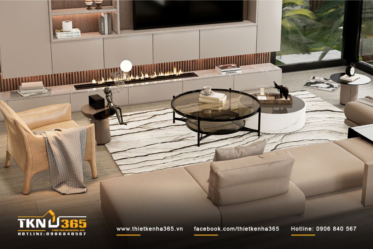 Phòng khách tinh giản mà sang trọng, tôn lên vẻ đẹp thanh lịch và trang nhã