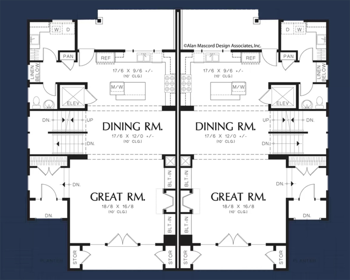 Bản vẽ mẫu biệt thự song lập mái bằng