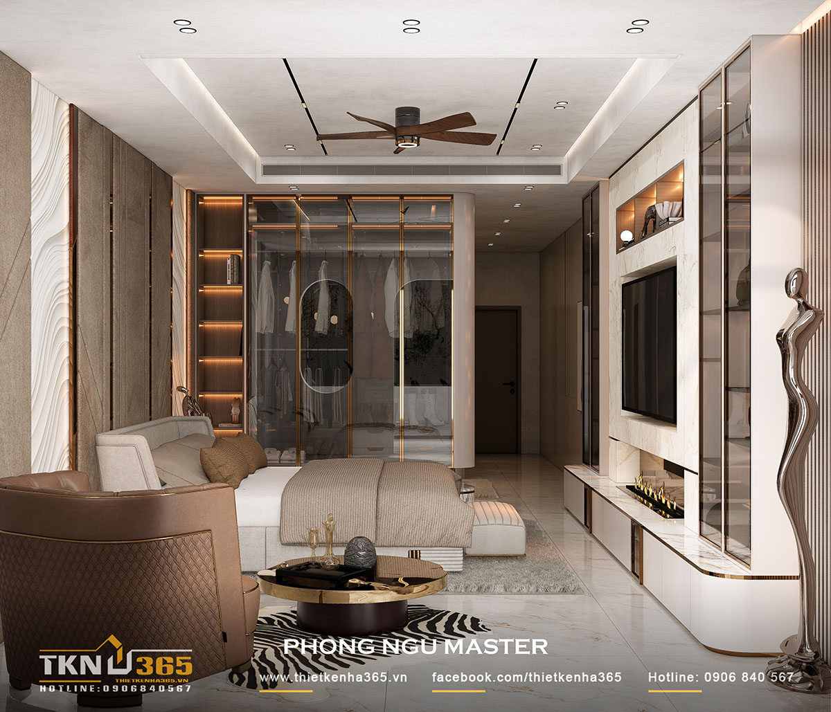 Phòng ngủ master sang trọng, đầy đủ tiện nghi