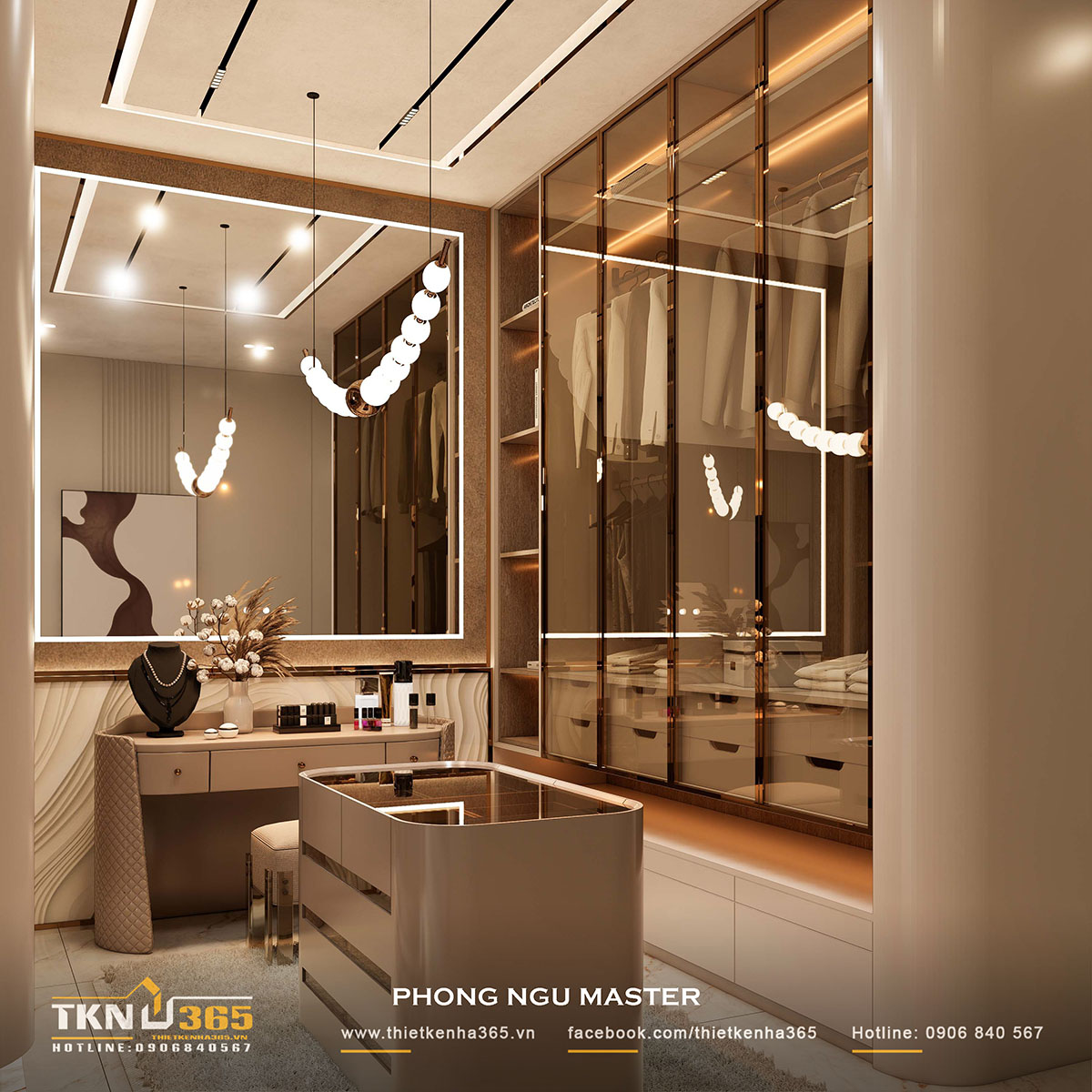 Khu vực thay đồ và bàn trang điểm