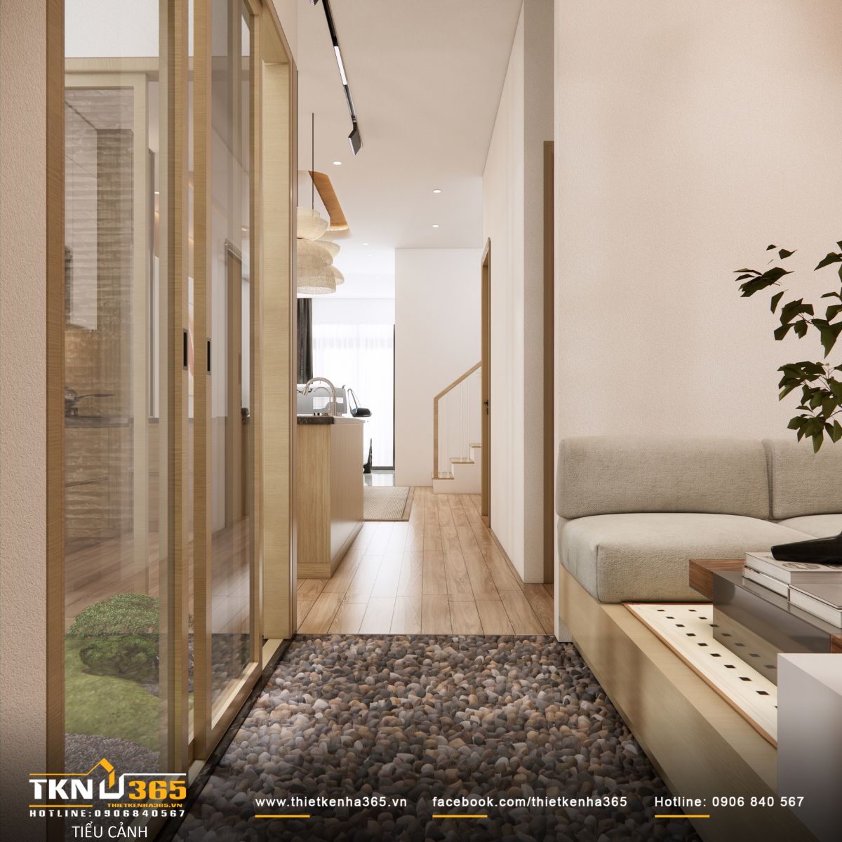 Thiết kế mở thông thoáng kết nối liền mạch các khu vực chức năng ở tầng trệt