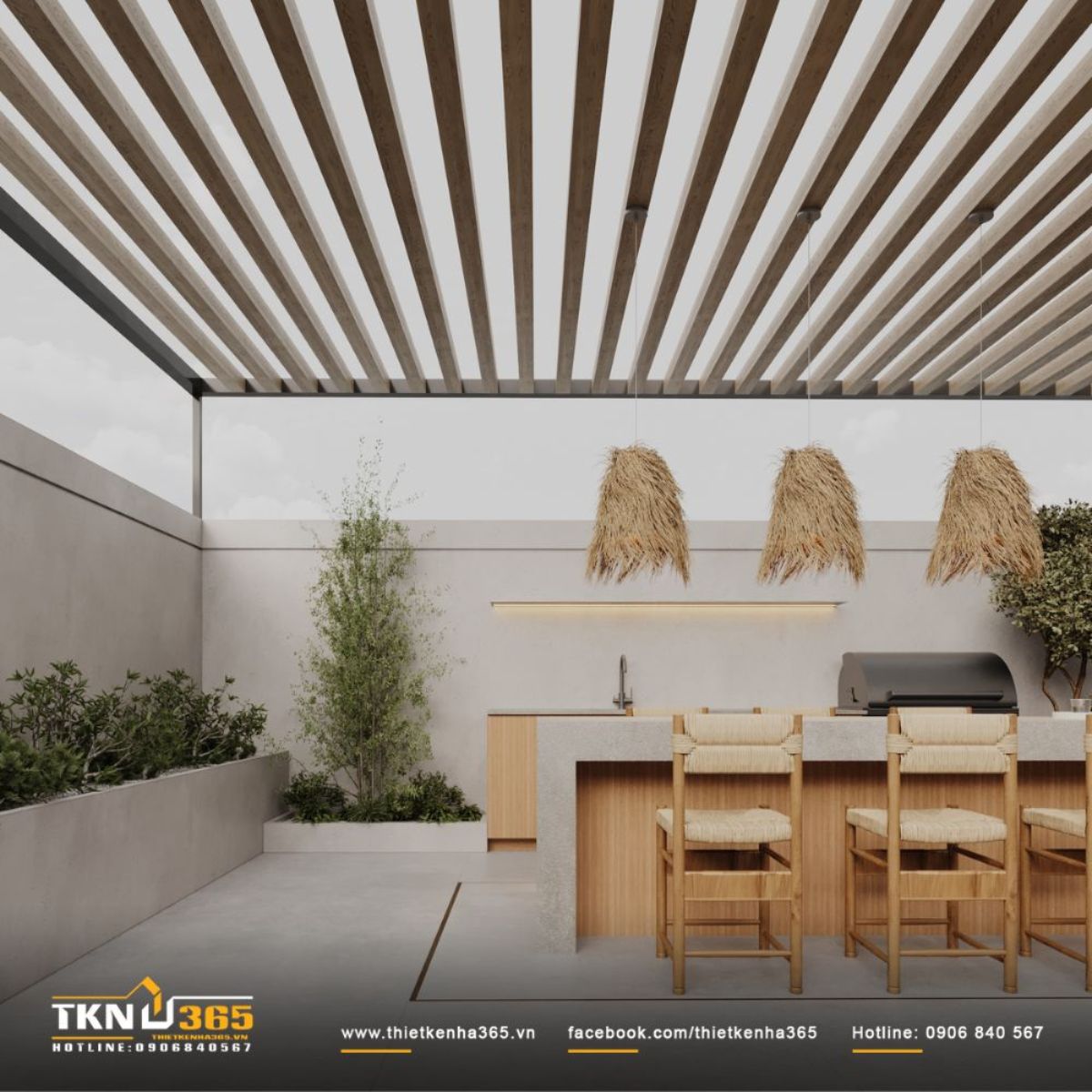 Khu vực sân thượng là điểm nhấn nổi bật nhất của thiết kế nhà phố 3 tầng Q’s House