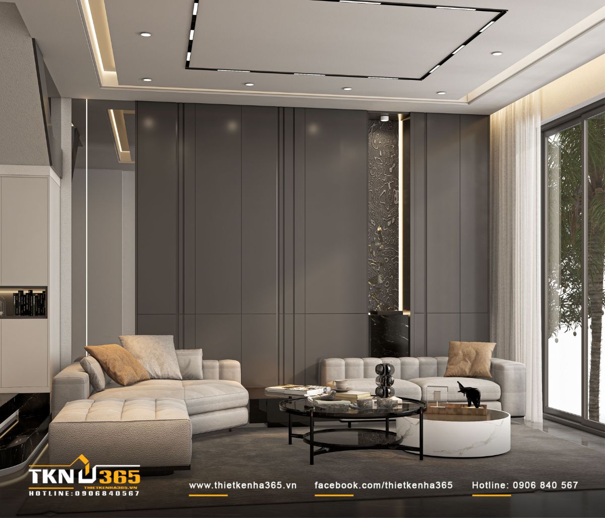 Thiết kế cửa kính lớn giúp không gian sinh hoạt chung luôn ngập tràn ánh sáng tự nhiên