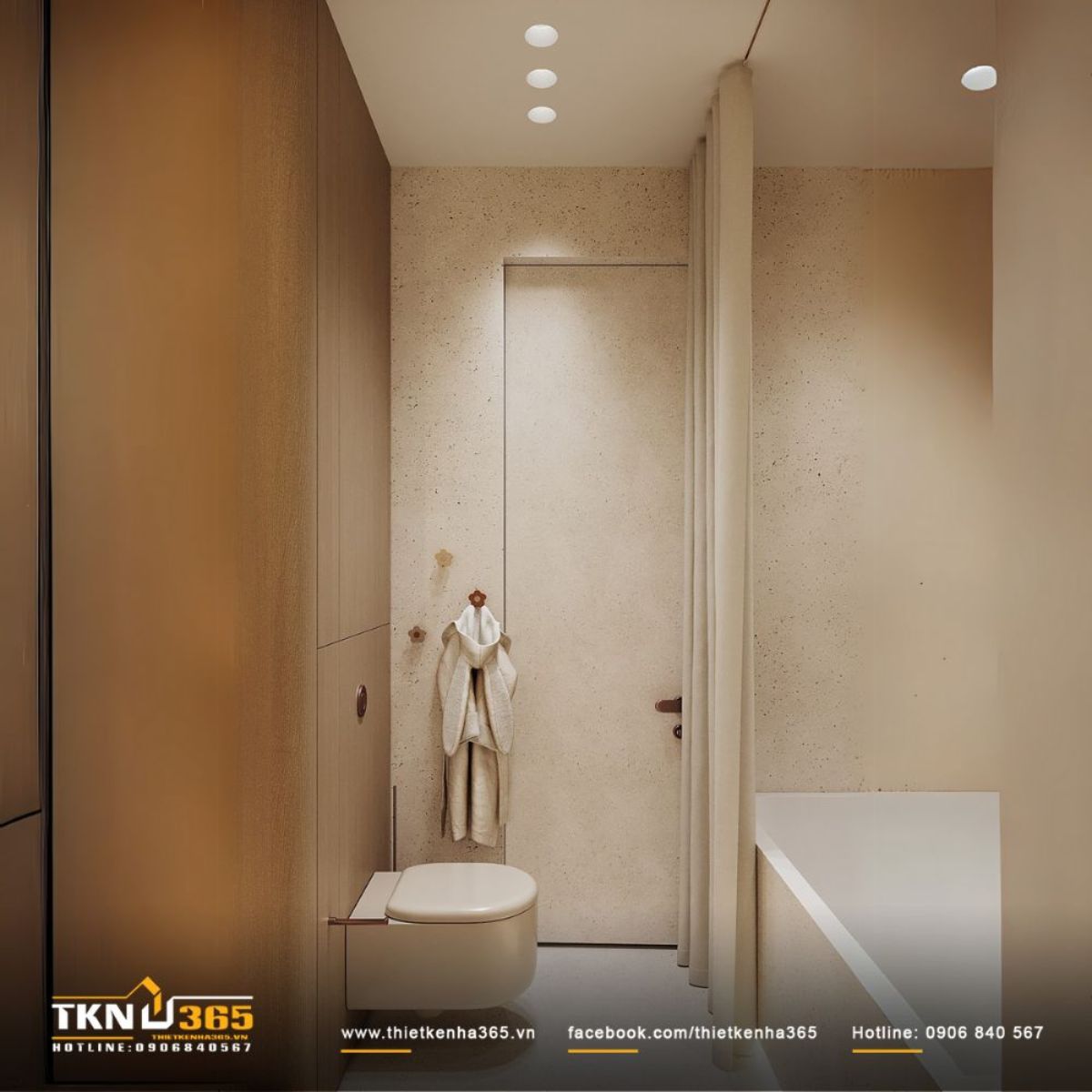 Gam màu be nhẹ và ánh sáng dịu giúp không gian trở nên thư thái, ấm áp