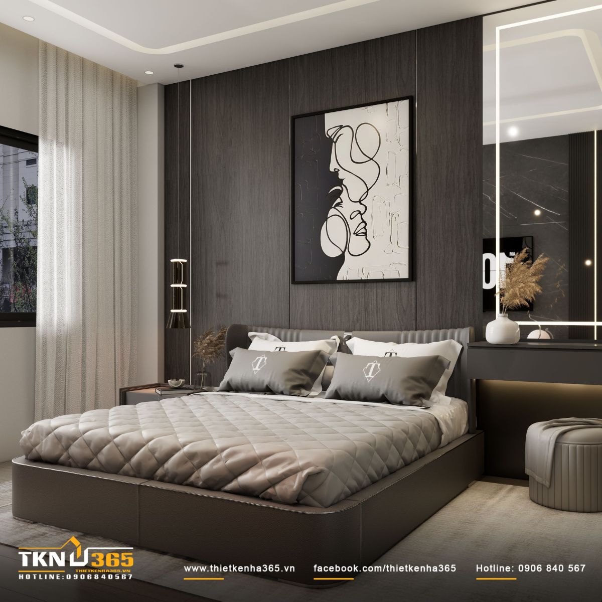 Các phòng ngủ trong D’s House đều thiết kế cửa sổ kính lớn, mang nắng gió tự nhiên đến mọi ngóc ngách trong phòng