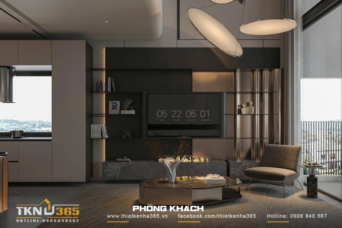 Nhờ khai thác hiệu quả chất liệu kính, không gian sinh hoạt chung nhận đủ ánh sáng tự nhiên, khắc phục những hạn chế thường gặp ở nhà phố