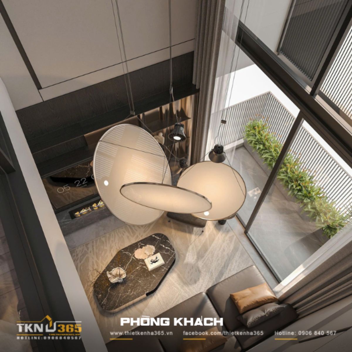 Đèn thả trần thiết kế độc lạ giúp thiết kế phòng khách ấn tượng và nổi bật hơn