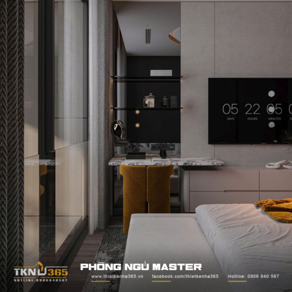 Góc bàn trang điểm bố trí gọn gàng, ngăn nắp