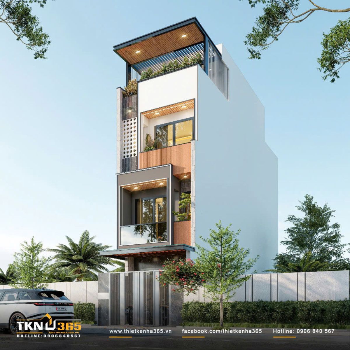 Sân thượng và ban công các tầng được gia chủ trồng rất nhiều cây xanh