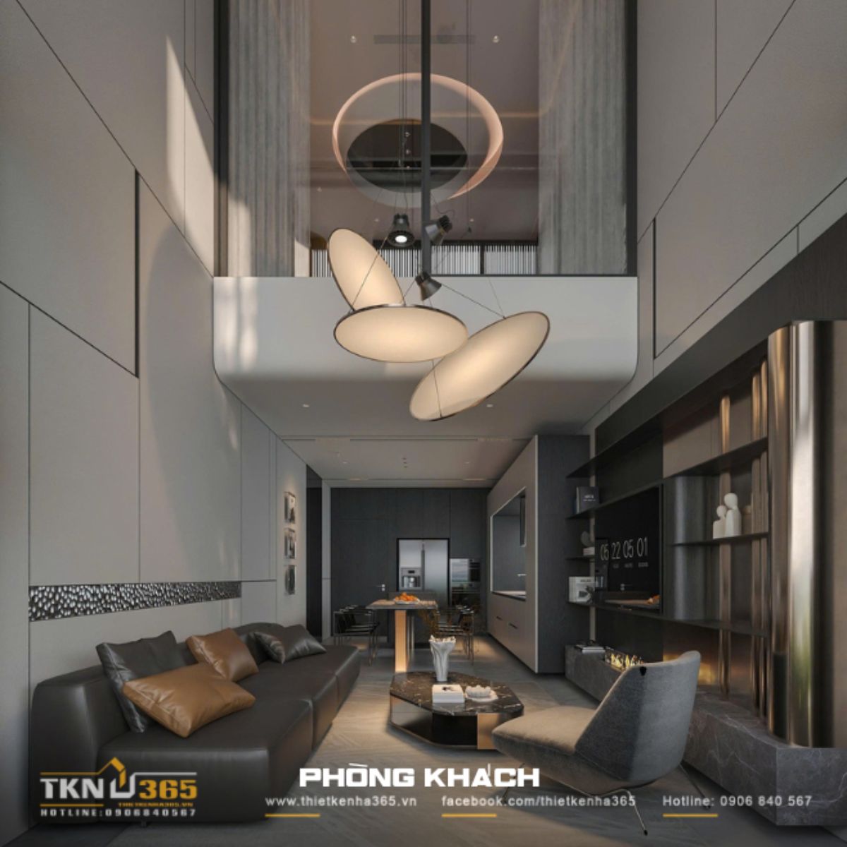 Phòng khách bố trí liền mạch với khu vực bếp - ăn nhằm tận dụng tối đa diện tích trong nhà phố