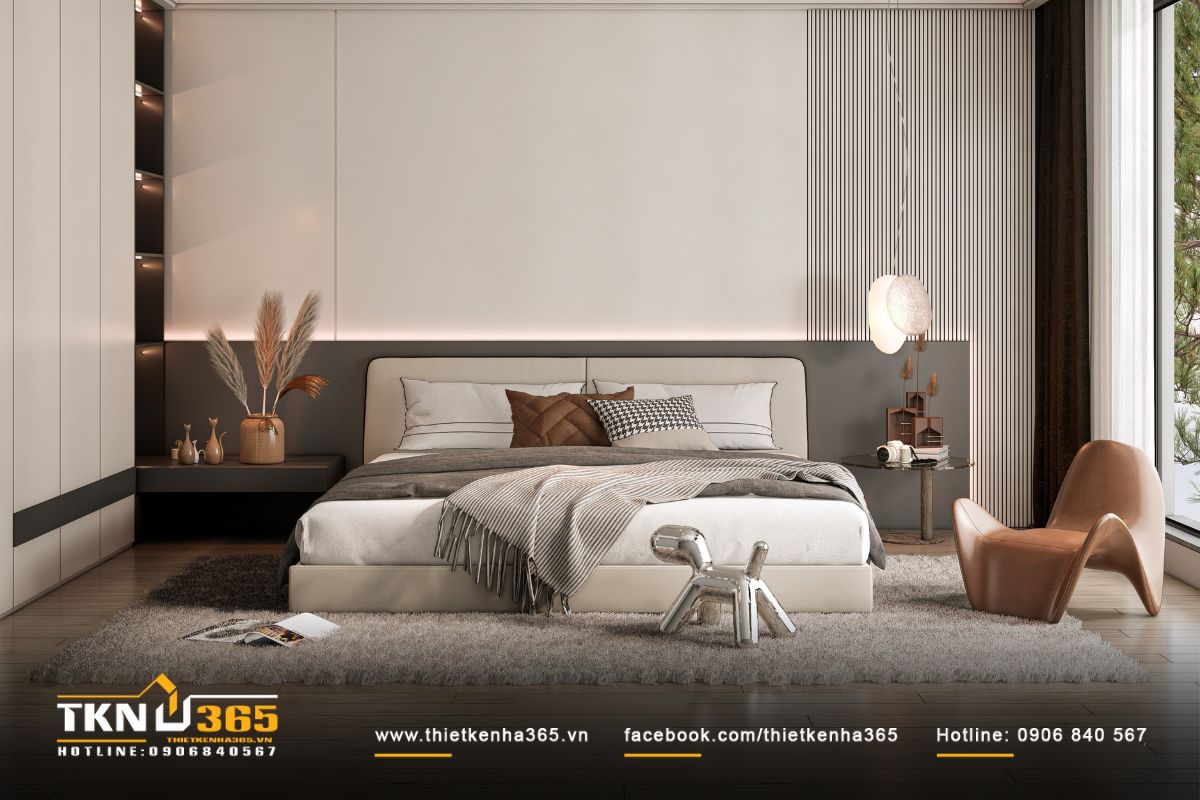 Phòng ngủ master của D’s Villa toát lên vẻ đẹp ấm áp và tinh tế