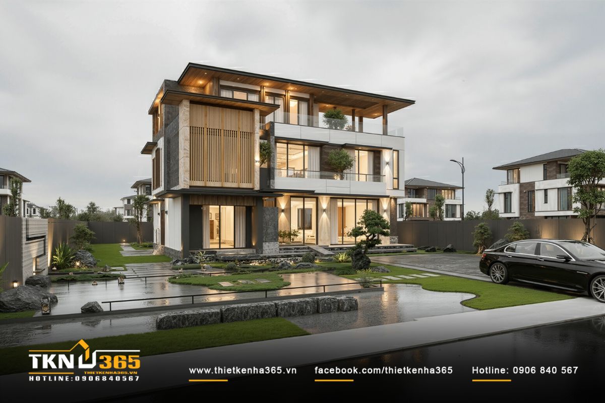 Góc nhìn nghiêng thể hiện bố cục khối ngang - dọc rõ ràng