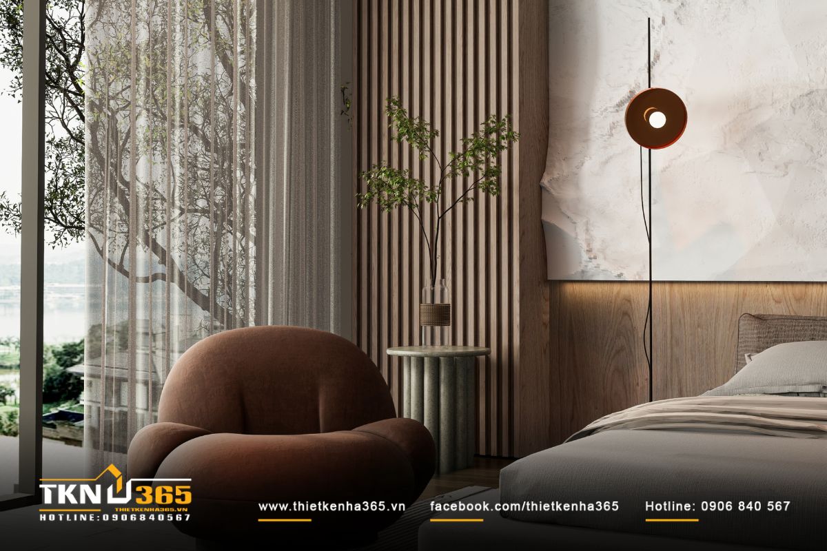 Ghế lounge dáng tròn trở thành điểm nhấn cho góc thư giãn riêng tư