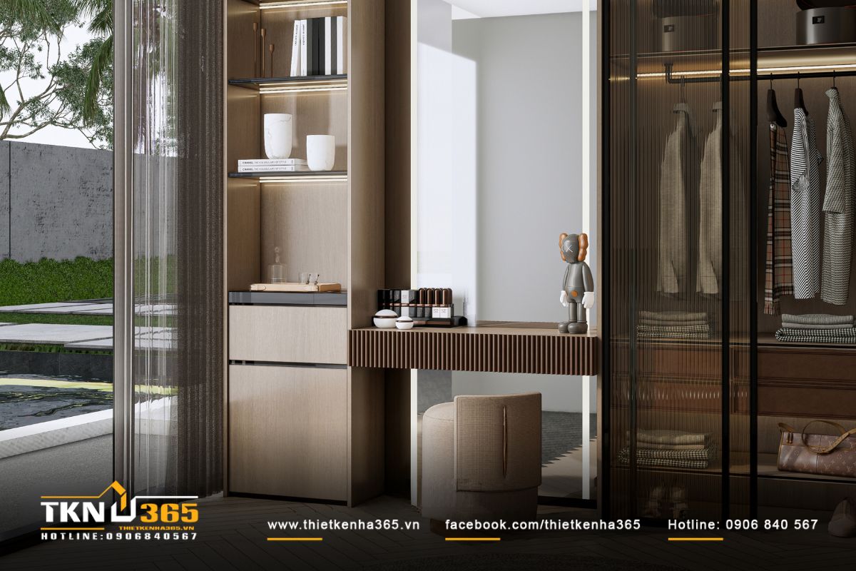 Ánh sáng nhân tạo từ đèn LED và ánh sáng tự nhiên len lỏi qua lớp rèm mỏng hoàn thiện không gian nghỉ dưỡng an yên