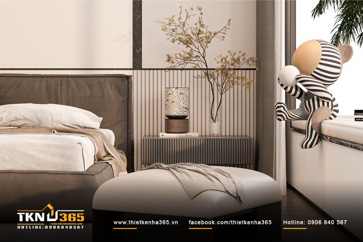 Khu vực cửa sổ được tận dụng làm góc thư giãn, hòa mình cùng mảng xanh bên ngoài