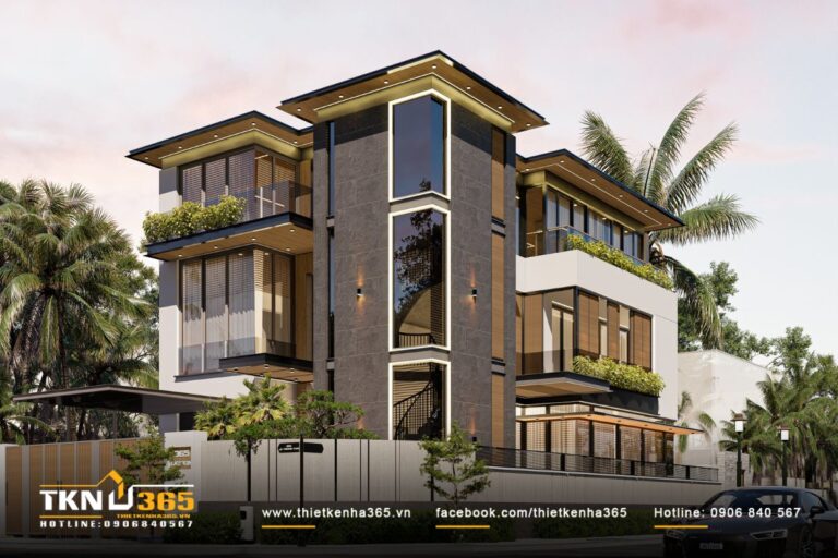 Mặt tiền hai lớp theo nguyên tắc double-skin facade, kết hợp lam gỗ, kính và cây xanh để giảm nhiệt, giảm ồn hiệu quả