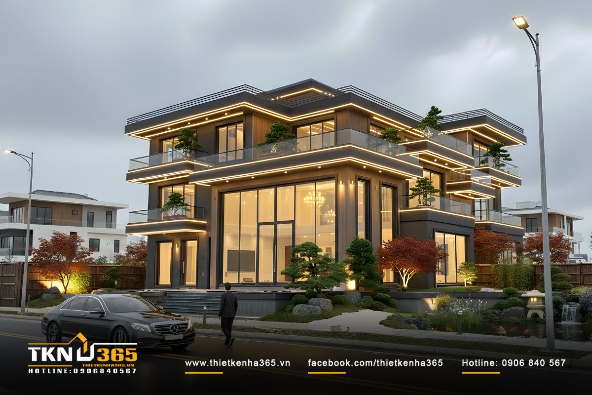 Hình khối bất đối xứng xử lý tinh tế, cân bằng giữa tỷ lệ, ánh sáng và bóng đổ