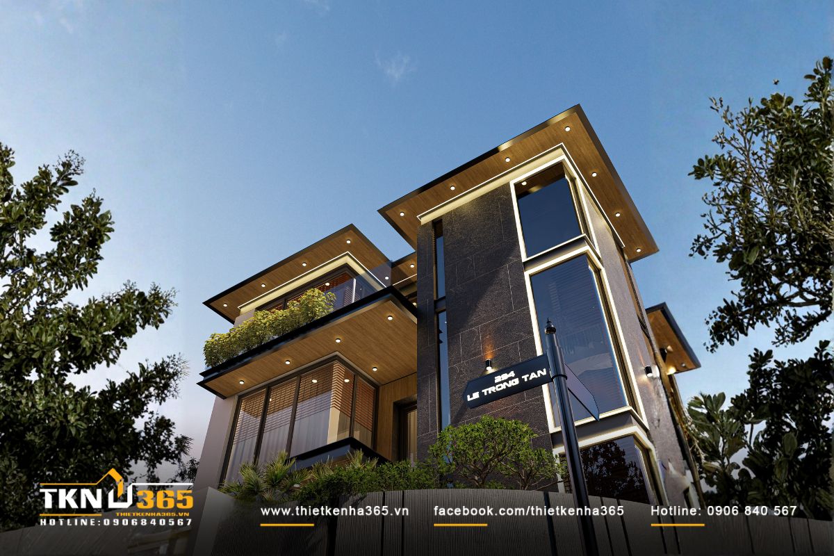 Cận cảnh khối kiến trúc vươn cao thanh thoát, nơi kính, gỗ và cây xanh hòa quyện thành tổng thể hiện đại, bền vững