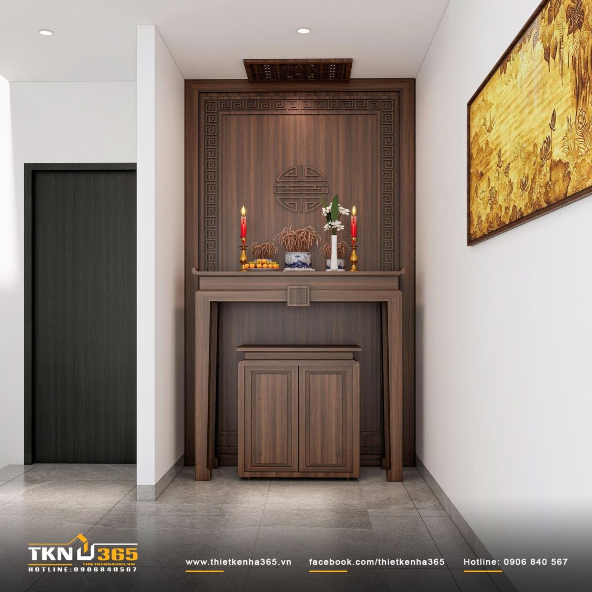 Không gian thờ cúng linh thiêng được đặt ở tầng cao nhất của nhà phố K’s House