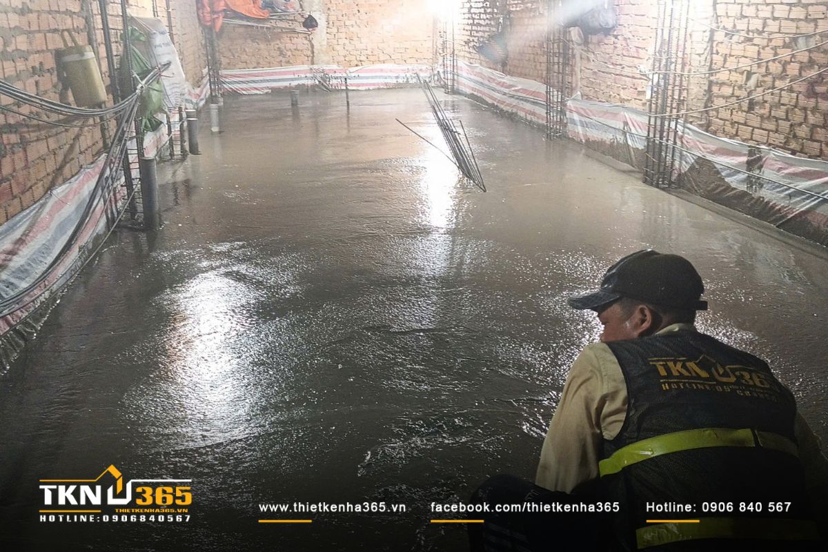 Hình ảnh thi công hạng mục đổ bê tông móng và bê tông sàn trệt