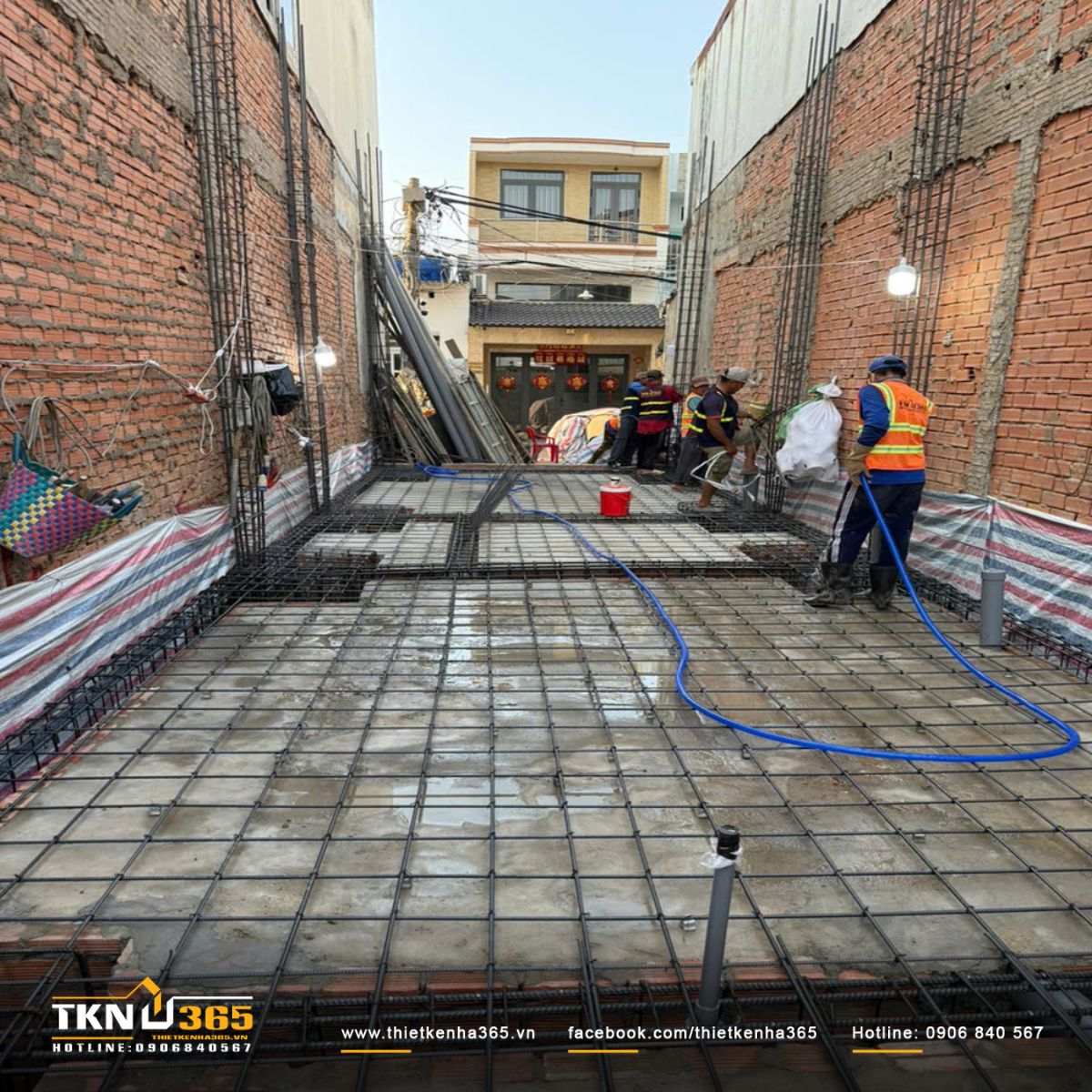 Hình ảnh thi công hạng mục đổ bê tông móng và bê tông sàn trệt