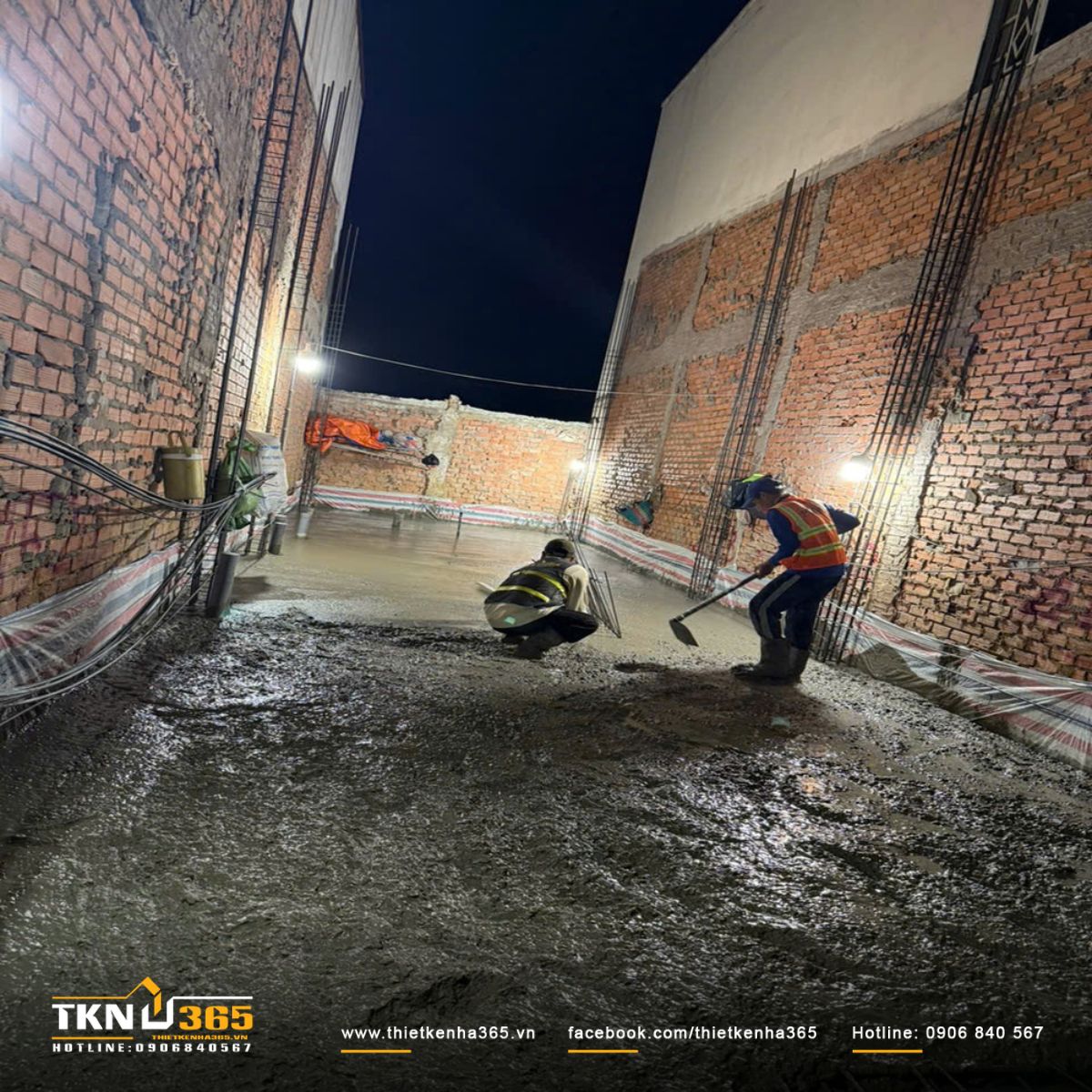 Hình ảnh thi công hạng mục đổ bê tông móng và bê tông sàn trệt