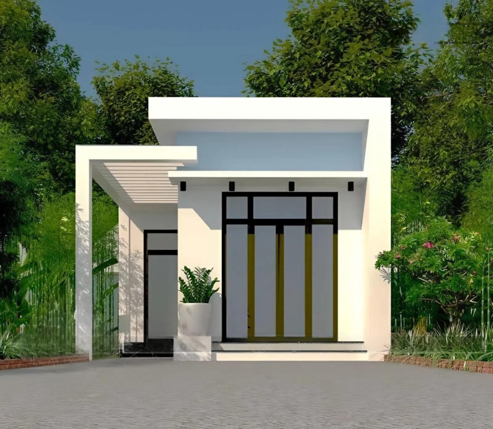 Mẫu nhà ống 1 tầng mặt tiền 4m đơn giản, hiện đại (Nguồn: Internet)