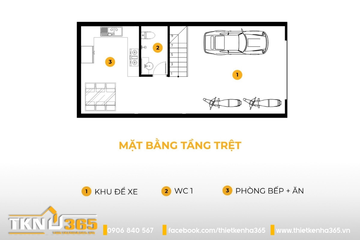 mặt bằng tầng trệt