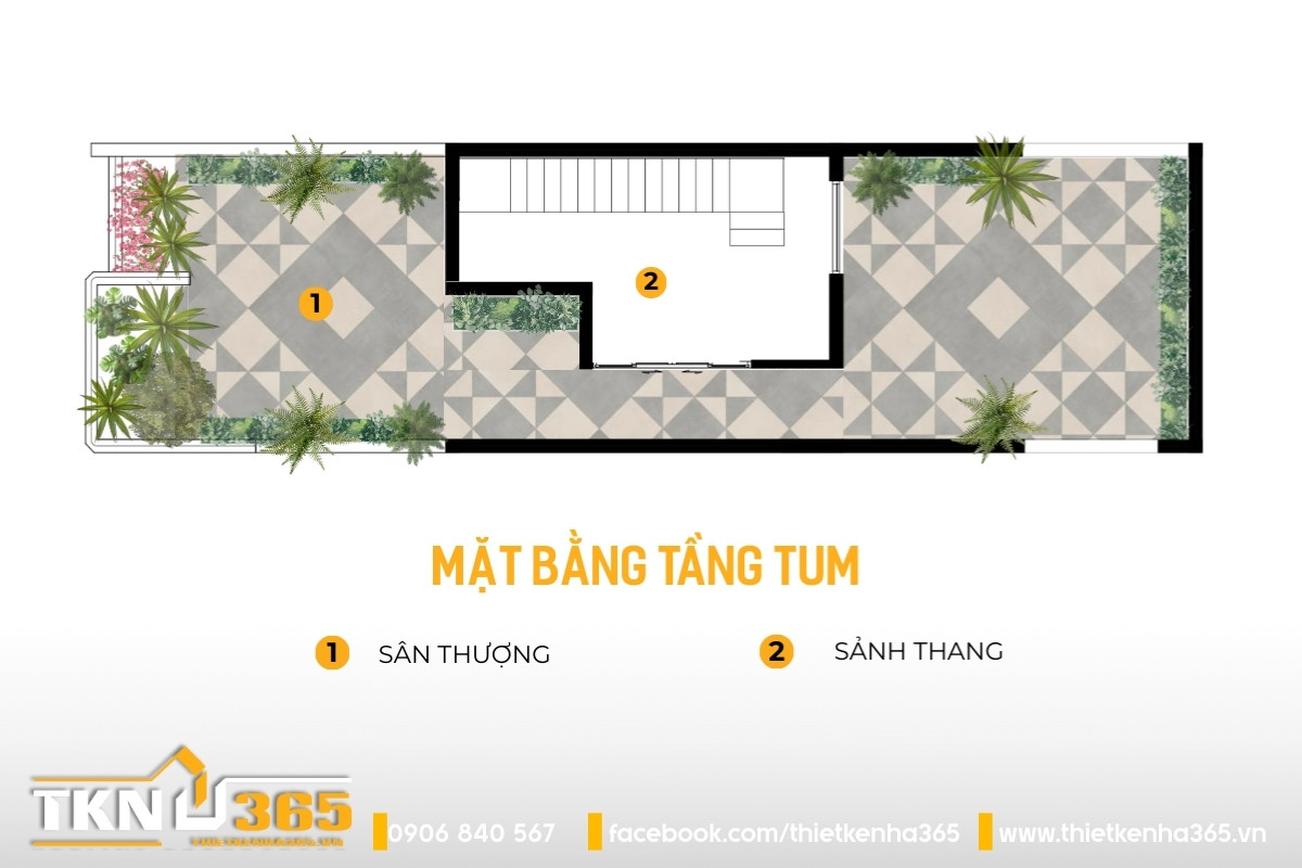 mặt bằng c&ocirc;ng năng tầng tum