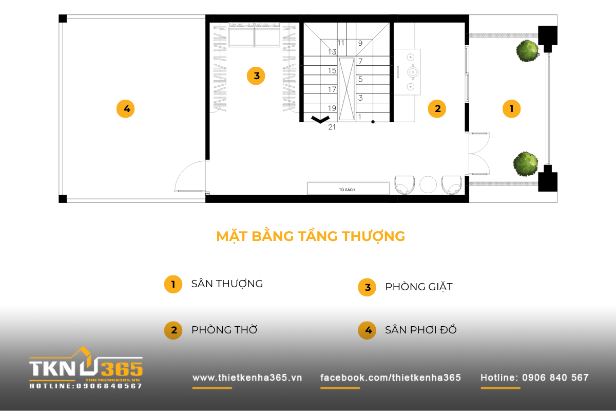 mặt bằng tầng thượng